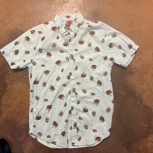 Raw Yarn Industries Tattoo Print Button Up Shirt Stretch Comfort‎ - L